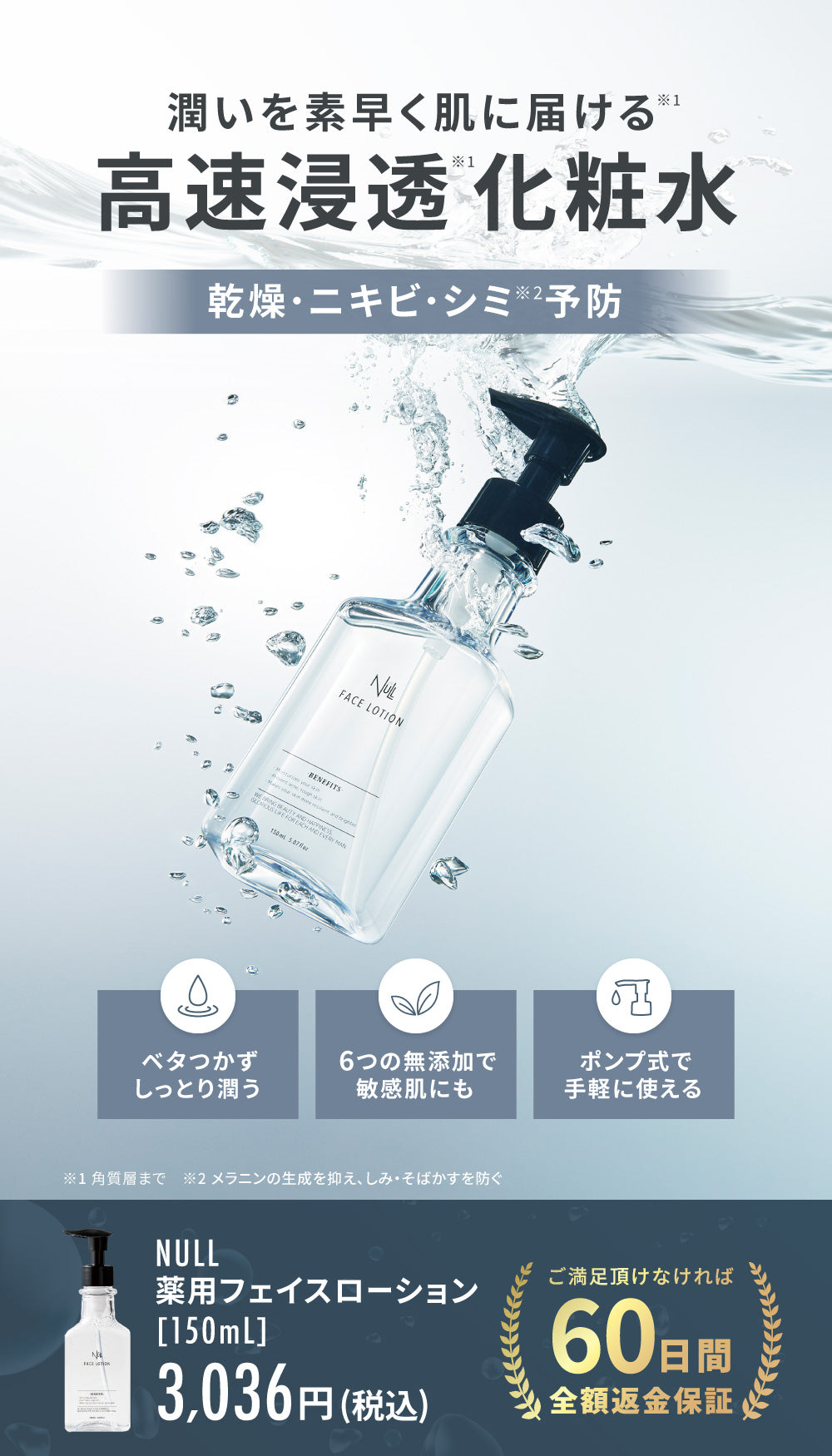 NULL 薬用化粧水【 独自浸透技術でしっとり高保湿 】メンズ フェイスローション