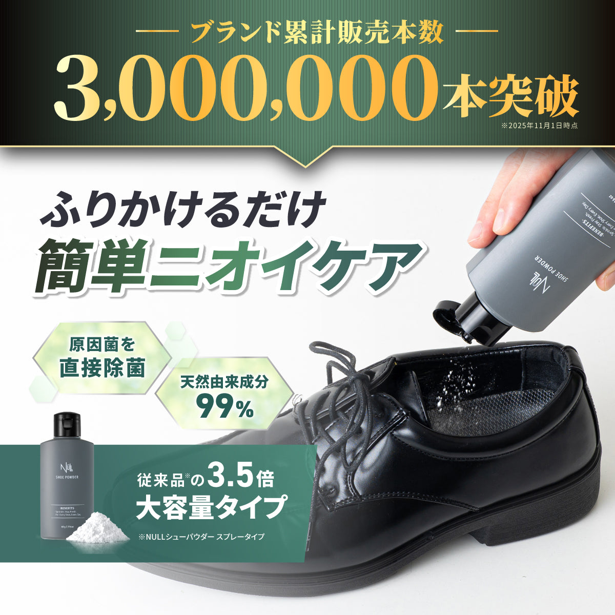 NULL シューパウダー ふりかけタイプ 大容量 60g 靴 消臭パウダー 【靴・足の匂い消し】